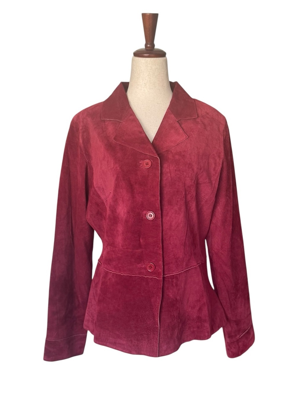 Brandon Thomas Dark Red Suede Button Up Jacket sz Medium Y2K Boho Anthro